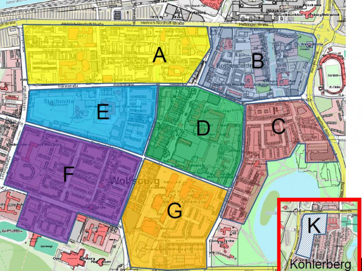 So sieht die neue Einteilung der Zonen künftig das Bewohnerparken vor. Foto: Stadt Wolfsburg