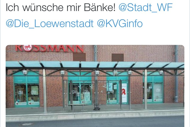 So lautet die Bitte eines Bürgers an die Stadt Wolfenbüttel und die KVG. Screenshot: Twitter
