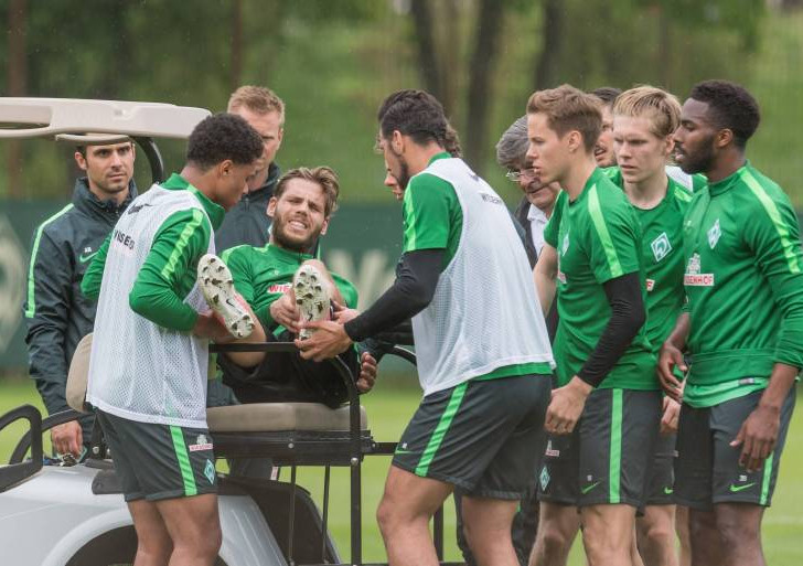 Schmerzhaft für Justin Eilers: Kreuzbandriss im Training. Foto: imago/Nordphoto