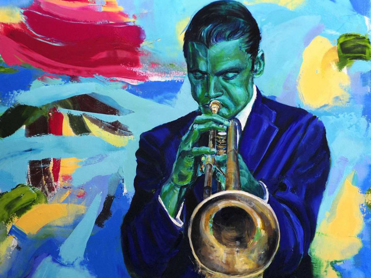 Chet Baker, berühmter Jazz-Trompeter, portraitiert von Jürgen Born. Foto: Jürgen Born