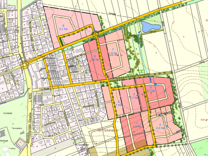 Die Planungen am östlichen Stadtrand gehen weiter. Für das Gebiet "Lerchenfeld" hat die Stadt ein städtebauliches Konzept erstellen lassen. Grafik: Stadt Königslutter