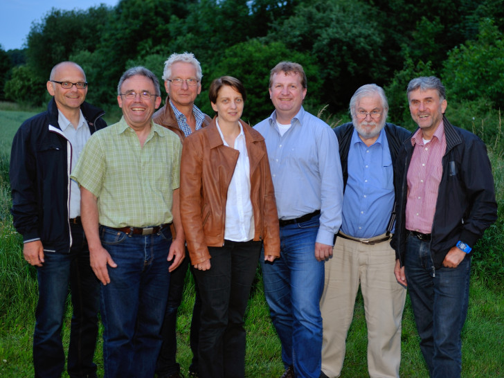 Die Kandidatinnen und Kandidaten der GRÜNEN für den Gemeinderat Sickte (von links): Matthias Liborius, Karlheinz Pfeiff, Holger Barkhau, Maren Battenberg, Andre Hinrichs, Michael Ratzkowsky, Karsten Gehrke. Foto: Barkau
