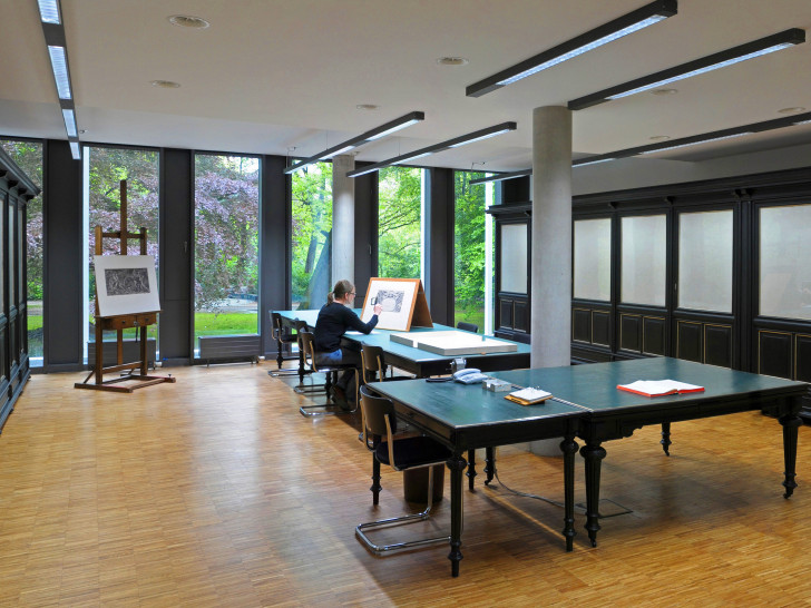 Blick in den Studiensaal des Kupferstichkabinetts, Foto: C. Cordes, HAUM