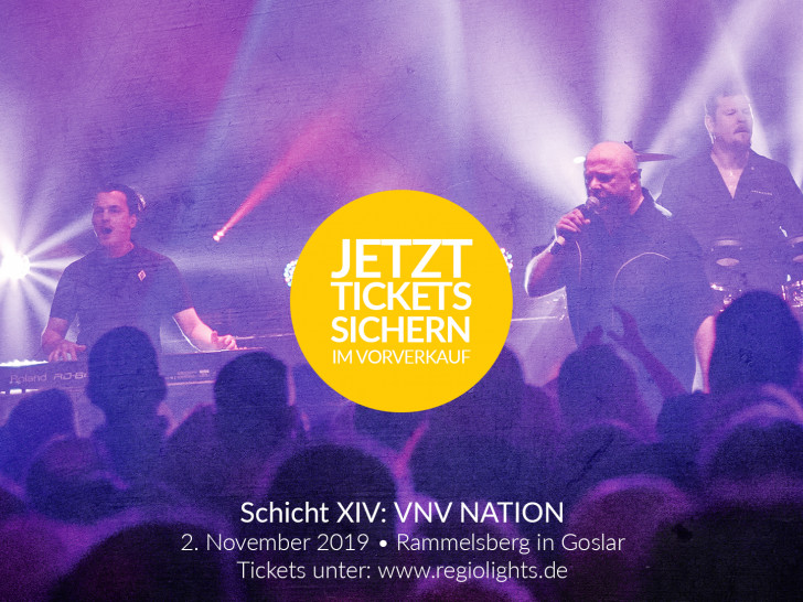 Nach der ausverkauften und grandiosen Show im Dezember 2016 kehrt VNV-Nation zum Rammelsberg zurück. Der Vorverkauf startet ab sofort. Ein Ticket kostet 36 Euro zuzüglich Vorverkauf und Versand. Foto: Miner’s Rock UG