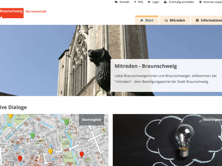 Das neue Bürgerportal „Mitreden“ der Stadt Braunschweig ist am Start. 
Ideen und Hinweise können nun einfach online eingereicht werden. Screenshot: Anke Donner 