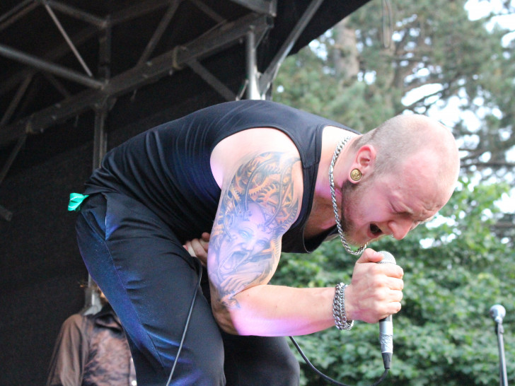 Rock- und Pop-Fans kamen beim AsseBeatz-Festival am Samstag voll auf ihre Kosten. Der Frontsänger von "Stepfather Fred" gibt alles. Foto: Max Förster