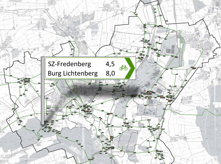 Mehr als 1000 Wegweiser sollen ab Frühjahr aufgestellt werden. Karte: Stadt Salzgitter