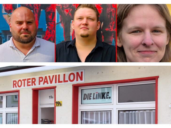 Florian Röpke, Martina Hattendorf und André Owczarek laden zur Bürgersprechstunde in den Roten Pavillon ein. Foto: Max Förster/Ralph-Fischer-Design/Ralf ter Veer
