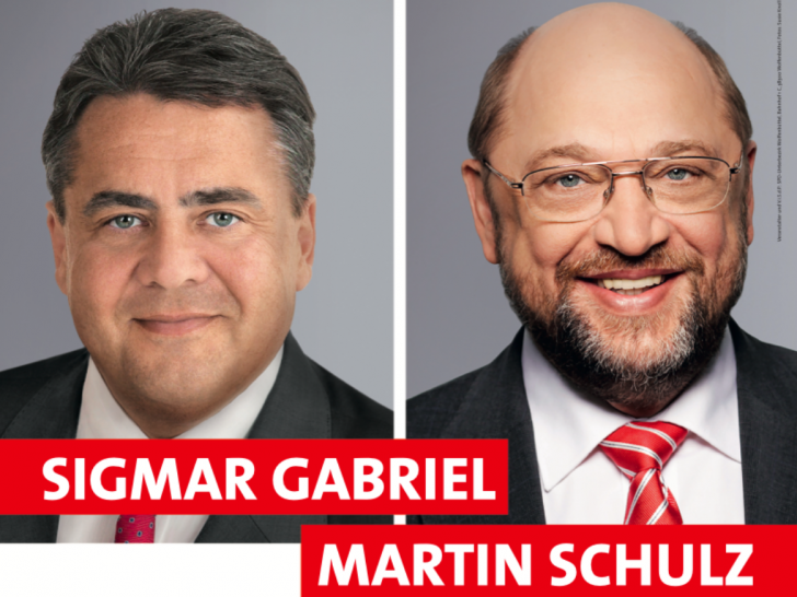 Sigmar Gabriel und Martin Schulz kommen am Mittwoch in die Lindenhalle. Foto: SPD