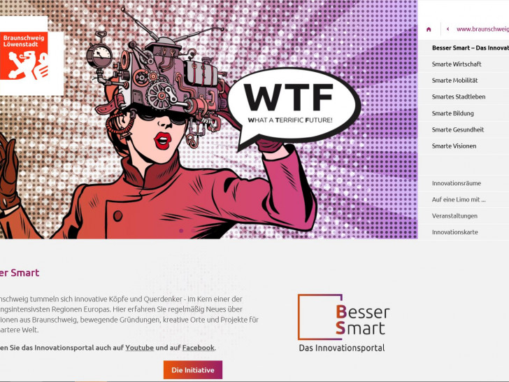 Das neue Online-Portal Besser Smart präsentiert den Innovationsstandort Braunschweig mit seiner Vielzahl an Projekten und Angeboten. Foto: Screenshot / Braunschweig Stadtmarketing GmbH