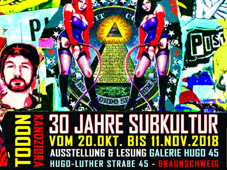 Am Samstag, dem 20. Oktober lädt die Galerie Hugo 45 in Braunschweig zur Ausstellung “20 Jahre Subkultur” ein. Quelle: Galerie Hugo 45