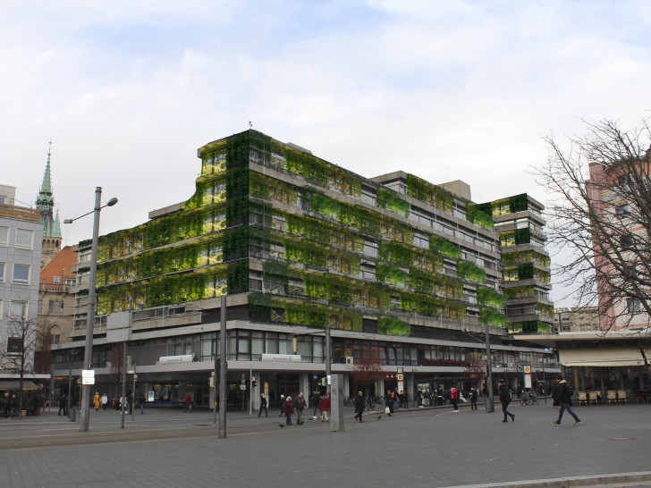 Rathaus-Neubau mit Begrünung. Visualisierung von Rainer Mühlnickel. Foto: Rainer Mühlnickel