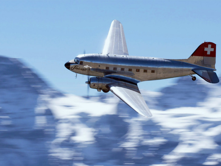 Diese DC-3 der Swissair ist baugleich mit dem "Rosinenbomber", der nach Braunschweig kommt. Foto: obs/ZDF/MotionRhythm Media/Jan Locher