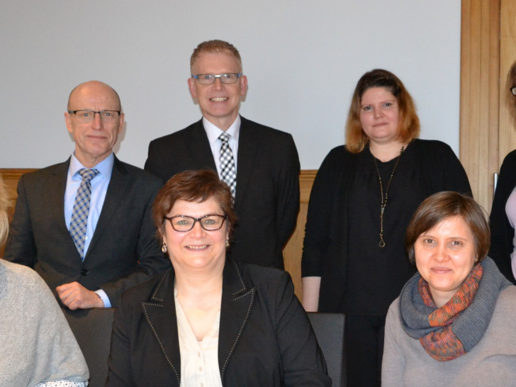 Bündnispartner: Herr Schlichting (EKR), Herr Lüllmann (Agentur für Arbeit), Frau Stüwe (Bildungsbüro), Frau Rolf (Willkommen bei Freunden), Frau Dynatowski (Stabsstelle Integration), Frau Preine (Jobcenter), Frau Wunder (Koordination Migration u. Teilhabe), Foto: Landkreis Helmstedt/Wesche