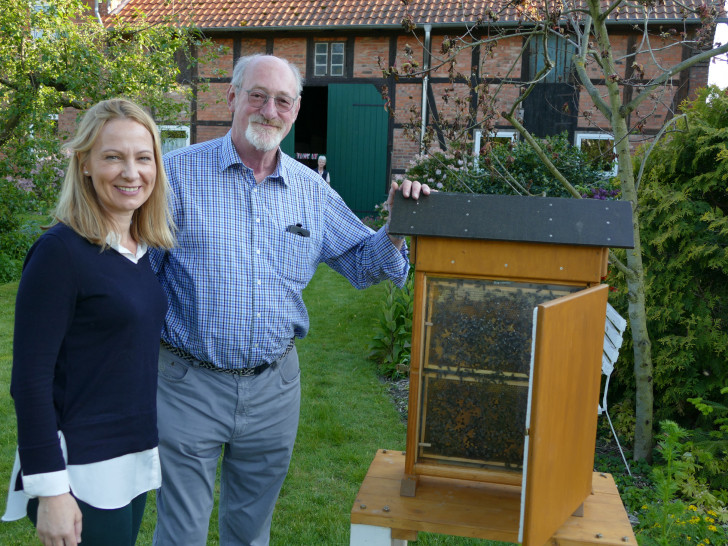 Der "gläserne" Bienenkasten von Herrn Künne verschaffte den Besuchern einen Einblick in die Bienenwelt. Foto: CDU-Ortsverband Cremlingen
