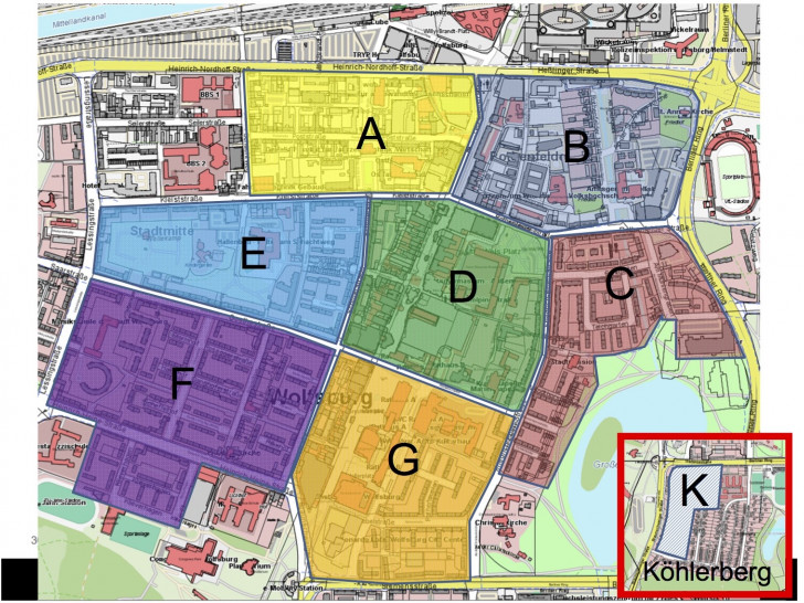 So soll die Neufassung der Bewohnerparkzonen aussehen. Grafik: Stadt Wolfsburg