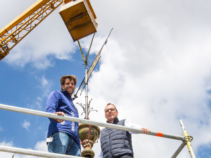 Der Wasserturm am Giersberg hat seine „Krone“ wieder bekommen. Foto: BS Energy