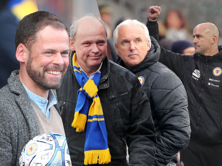 Geschäftsführer Wolfram Benz, Präsident Sebastian Ebel, Sportdirektor Peter Vollmann und Cheftrainer Marco Antwerpen (vlnr.) äußerten sich.