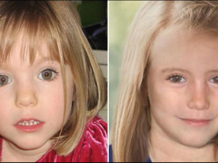 Madeleine McCann zum Zeitpunkt ihres Verschwindens (links) und wie sie - laut einer digitalen Bildbearbeitung - im Alter von neun Jahren ausgesehen könnte (rechts). 