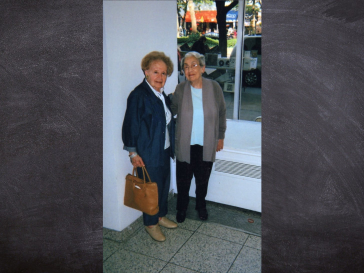Das Bild entstand in einer Bank in Manhattan. Von links: Lore Eppy und Lotte Strauß.