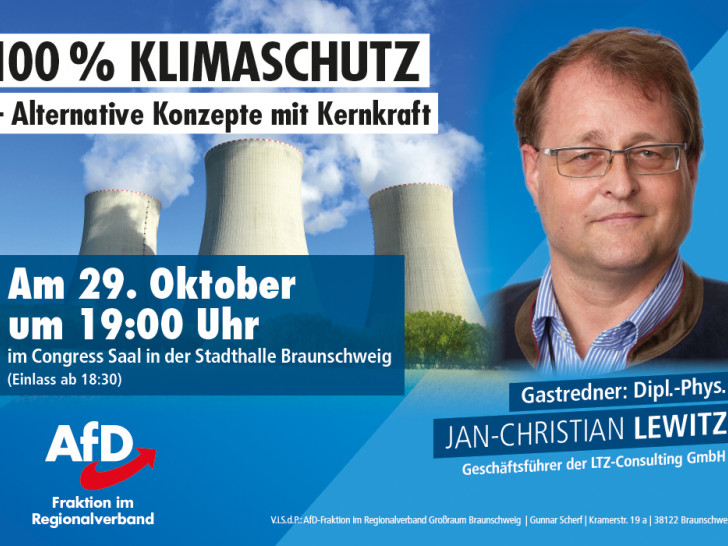 Die AfD-Fraktion im Regionalverband Großraum Braunschweig lädt zu einer Infoveranstaltung zum Thema Klimaschutz in die Stadthalle.