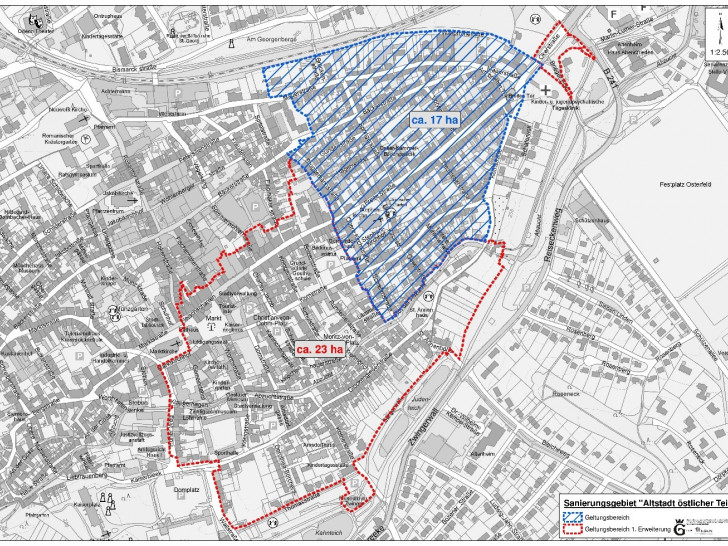 Gebietsabgrenzungen zur Erweiterung des Sanierungsbeirates „Altstadt – östlicher Teil“.
