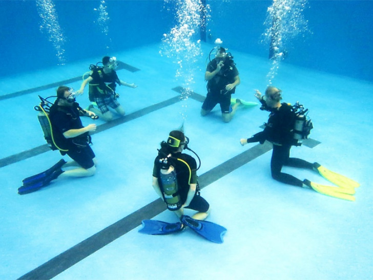 Unter Wasser zu kommunizieren verlangt Konzentration und Aufmerksamkeit. Die Tauchlehrer vom TSC Delphin zeigen, worauf es ankommt.