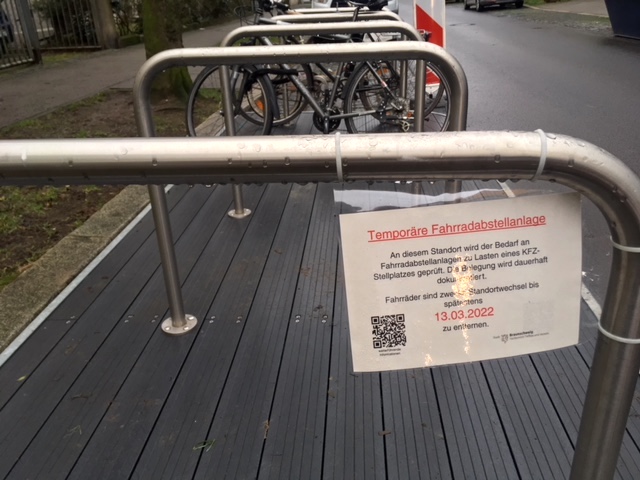 Noch bis zum März steht die Fahrradflunder in der Schunterstraße.
