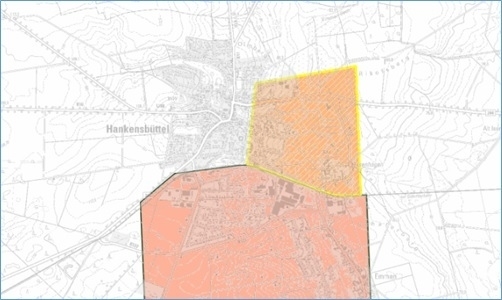 Das Erlaubnisfeld „Bockel-Hankensbüttel I – Verkleinerung“ (gelb umrandet), das am Ostrand von Hankensbüttel lag, ist jetzt aufgehoben worden.