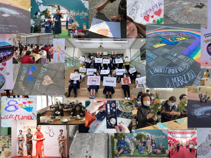 Collage aus den eingereichten Beiträgen von Wolfsburgs Partnerstädten anlässlich des Weltfrauentags.