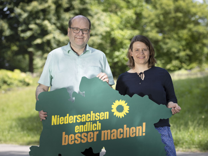 Christian Meyer und Julia Willie Hamburg auf dem Parteitag der Grünen in Wolfenbüttel.