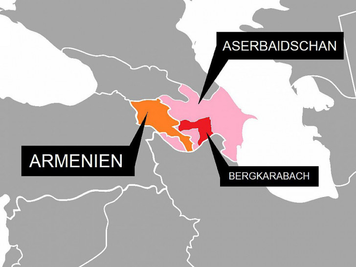 Karte mit Armenien, Aserbaidschan und Bergkarabach (Archiv)