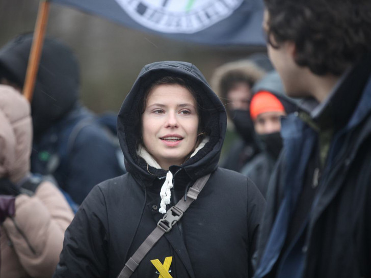 Luisa Neubauer bei einer Demo bei Lützerath im Januar 2023