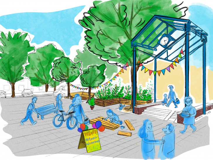 Gemeinsam den Marktplatz verschönern. Interessierte sind zu Workshops eingeladen.  