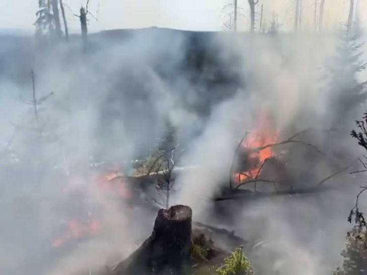 Ein Video der Feuerwehr Schierke zeigt die lodernden Flammen.