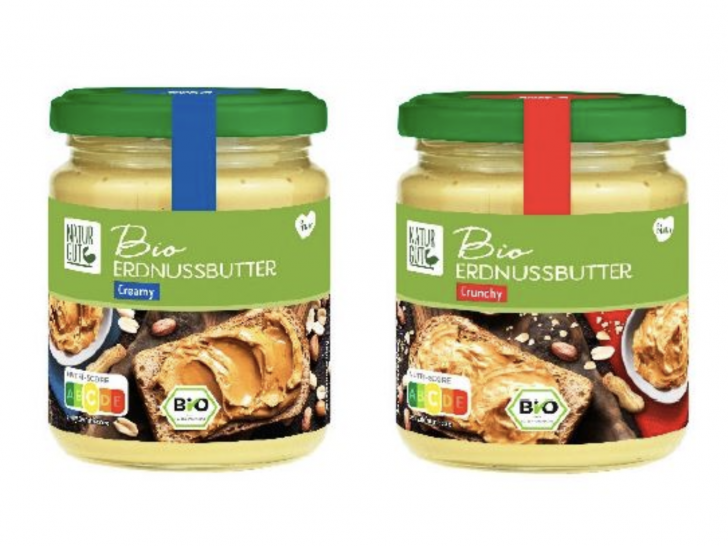 Die Naturgut, Bio Erdnussbutter Creamy/Crunchy im 250g Gramm-Glas wird zurückgerufen.