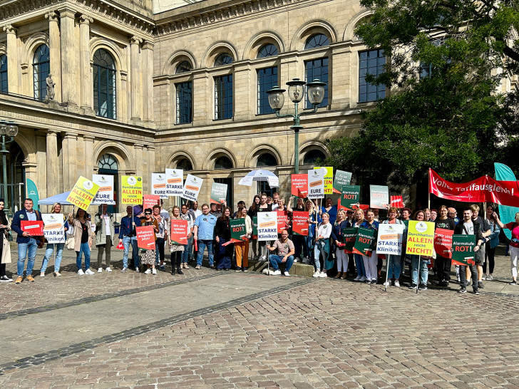 Das Team des Städtischen Klinikums nahm an der Protestkundgebung in Hannover teil.