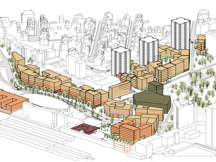 Kaum noch wiederzuerkennen: Das "neue Bahnhofsquartier". (Visualisierung aus dem Gestaltungshandbuch)