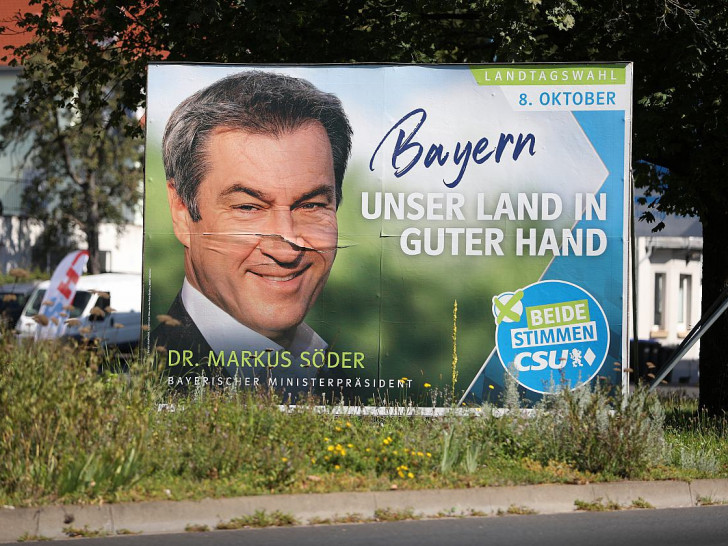 CSU-Wahlplakat zur Landtagswahl in Bayern 2023 am 15.09.2023