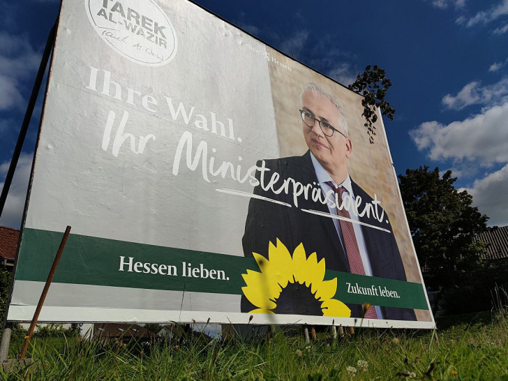 Wahlplakat der Grünen zur Landtagswahl in Hessen 2023 am 14.09.2023