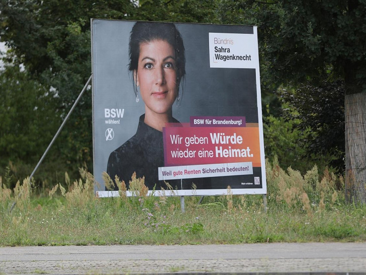 BSW-Wahlplakat mit Sahra Wagenknecht zur Landtagswahl in Brandenburg (Archiv)