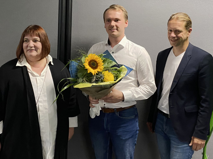 Danny Prieske (Mitte) mit Anke Klitzke und Christian Schröder.