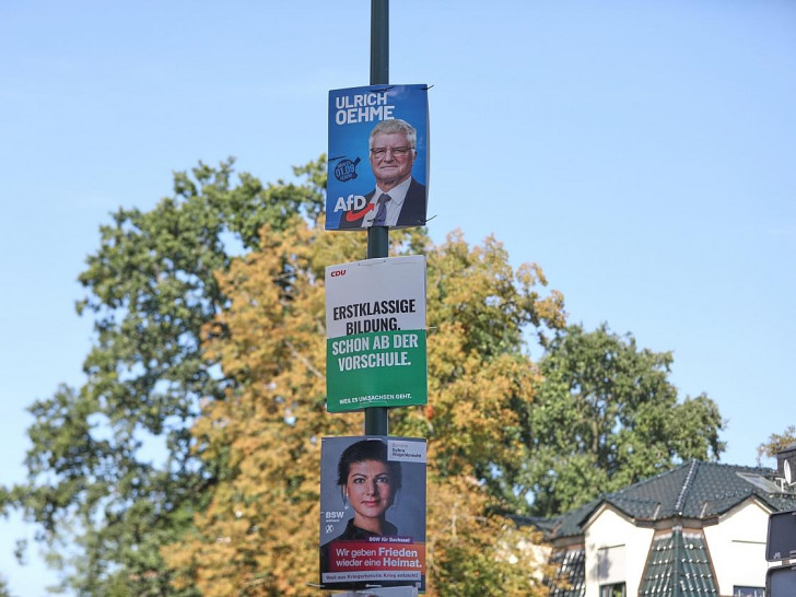 Wahlplakate von AfD, CDU und BSW zur Landtagswahl in Sachsen (Archiv)