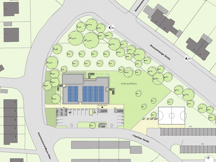 An der Liegnitzer Straße entsteht für die neue Kita Igel ein modernes und energieeffizientes Gebäude.