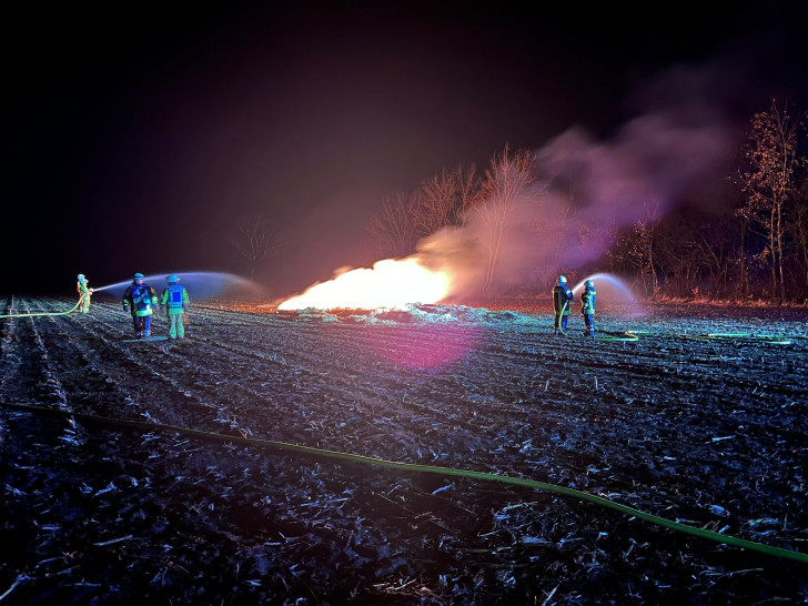 Die Feuerwehr bekämpft den Flächenbrand.