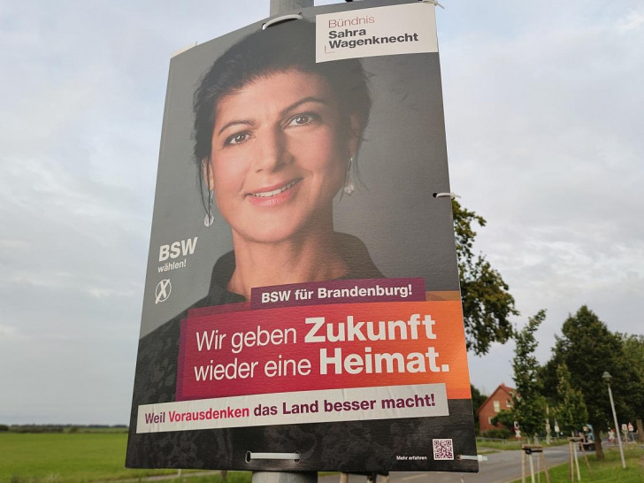 BSW-Wahlplakat mit Sahra Wagenknecht zur Landtagswahl in Brandenburg (Archiv)