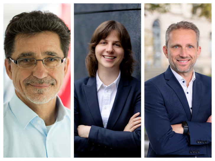 Professor Andreas Waag, Masterstudentin Sarah Koop-Brinkmann und Professor Patrick Schwerdtner (v. li.).