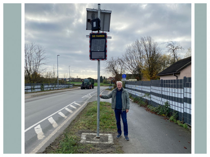 Ralf Achilles mit dem neuen Geschwindigkeitsmessgerät.