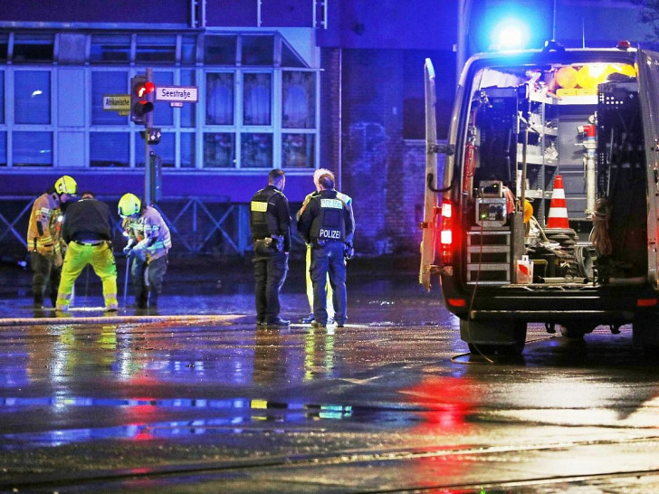 Wasserrohrbruch in der Seestraße in Berlin am 31.12.2024