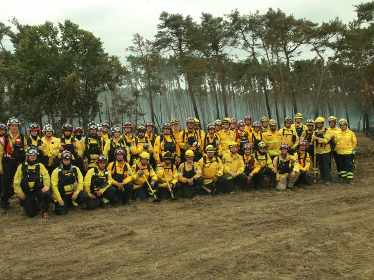 Die Mitglieder des Waldbrandteams, die in Brandenburg im Einsatz waren.